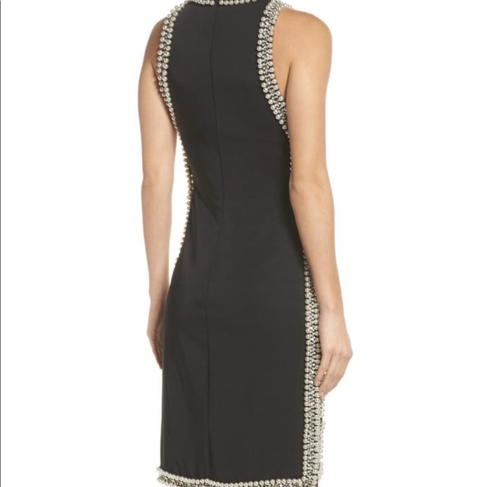 Embellished midi trim sheath dress pearl